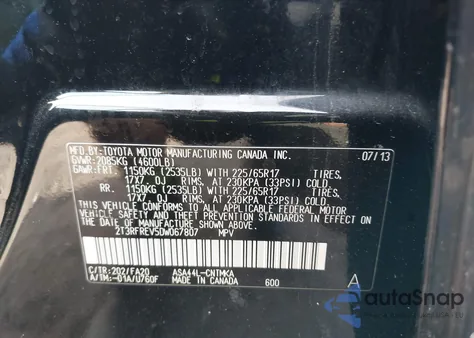 2013 Toyota Rav4 Xle z USA, uszkodzony, nr VIN 2T3RFREV5DW067807